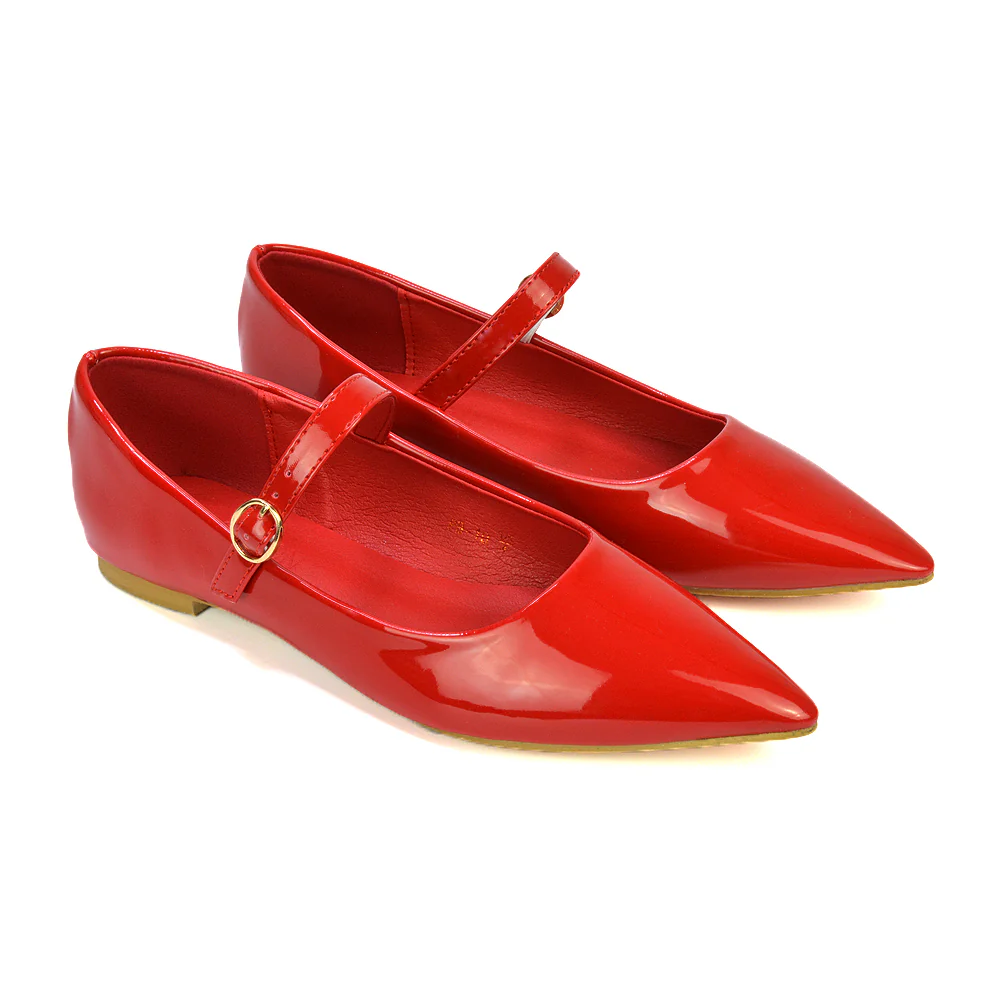 Aimee Pointed Toe Strappy Ballerina Pump Flat Shoes in Navy Satin - Image 11