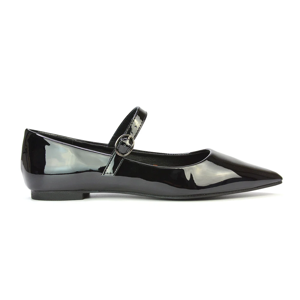 Aimee Pointed Toe Strappy Ballerina Pump Flat Shoes in Navy Satin - Image 118
