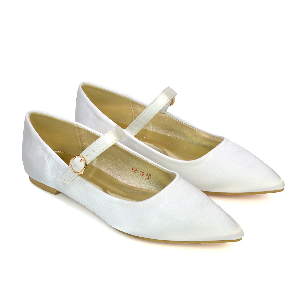 Aimee Pointed Toe Strappy Ballerina Pump Flat Shoes in Navy Satin - Image 69