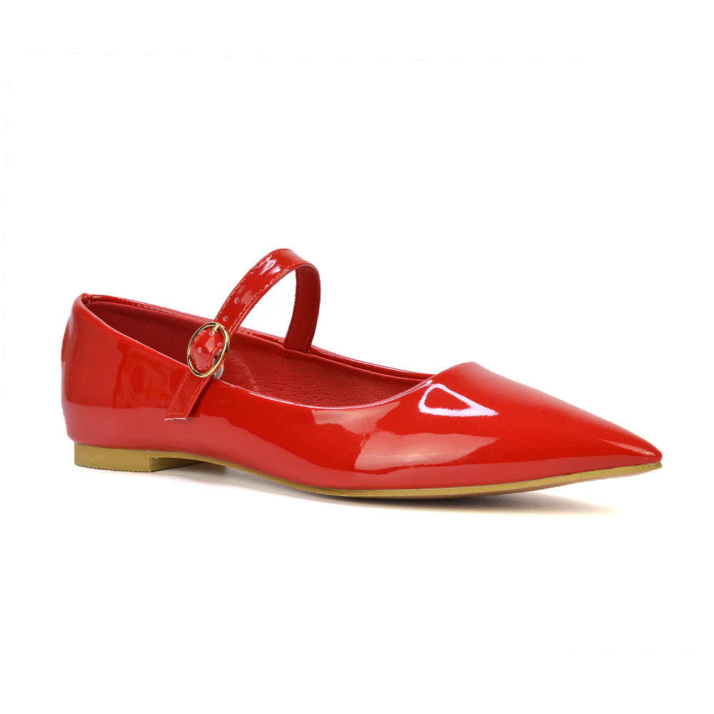 Aimee Pointed Toe Strappy Ballerina Pump Flat Shoes in Navy Satin - Image 7
