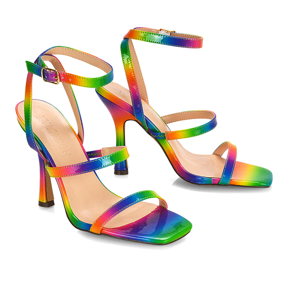 Aimee Square Toe Buckle Closure Stiletto Strappy High Heel Sandal In Black - Image 79
