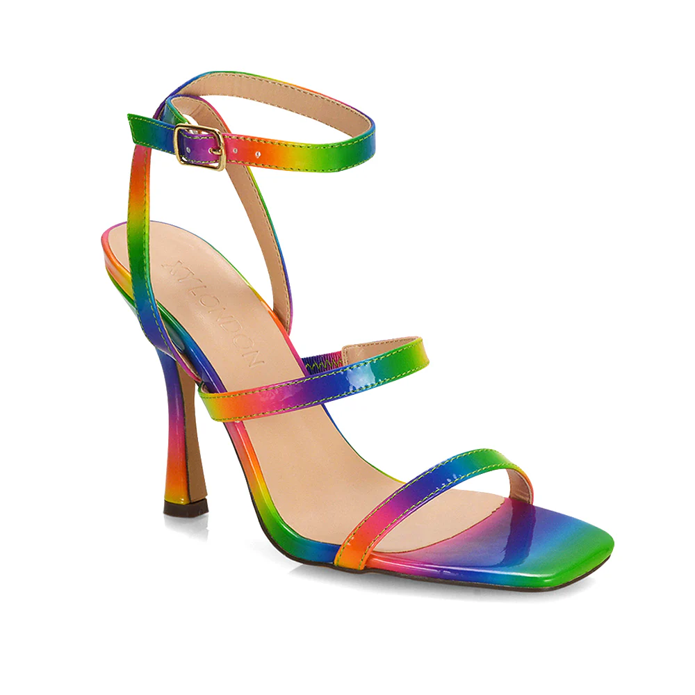 Aimee Square Toe Buckle Closure Stiletto Strappy High Heel Sandal In Black - Image 83