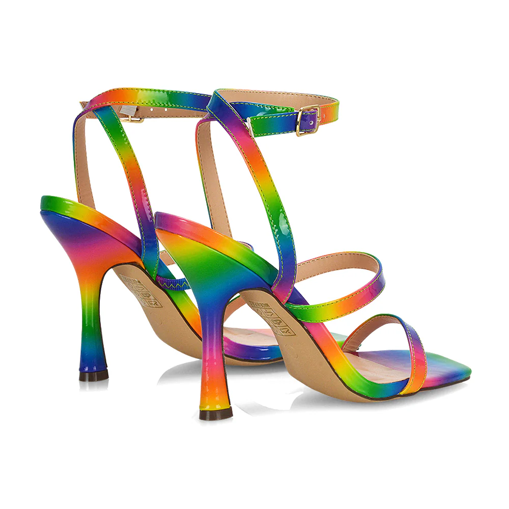 Aimee Square Toe Buckle Closure Stiletto Strappy High Heel Sandal In Black - Image 96