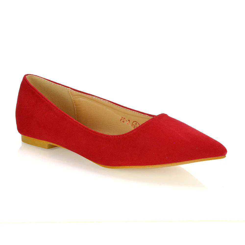 Alessia Flat Pointed Toe Low Heel Slip on Bridal Ballerina Pump Shoes in Black - Image 16