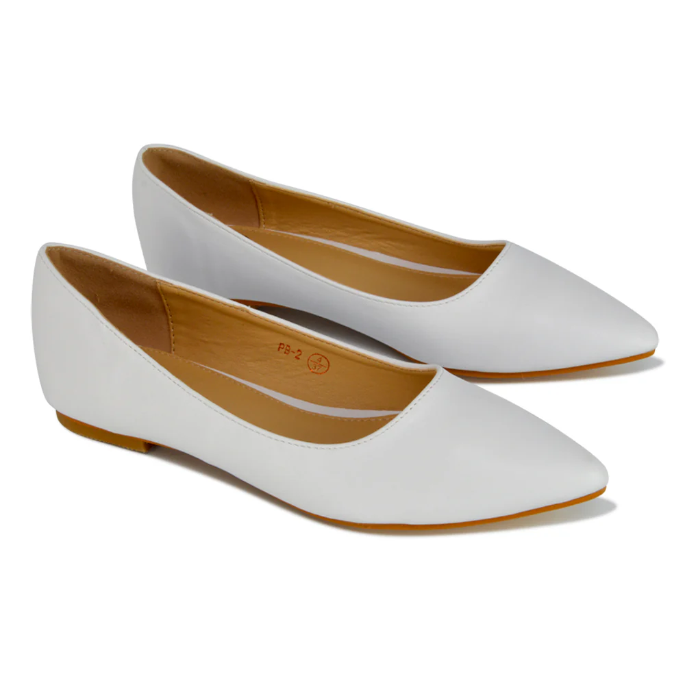 Alessia Flat Pointed Toe Low Heel Slip on Bridal Ballerina Pump Shoes in Black - Image 67