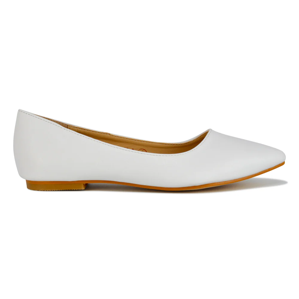 Alessia Flat Pointed Toe Low Heel Slip on Bridal Ballerina Pump Shoes in Black - Image 76