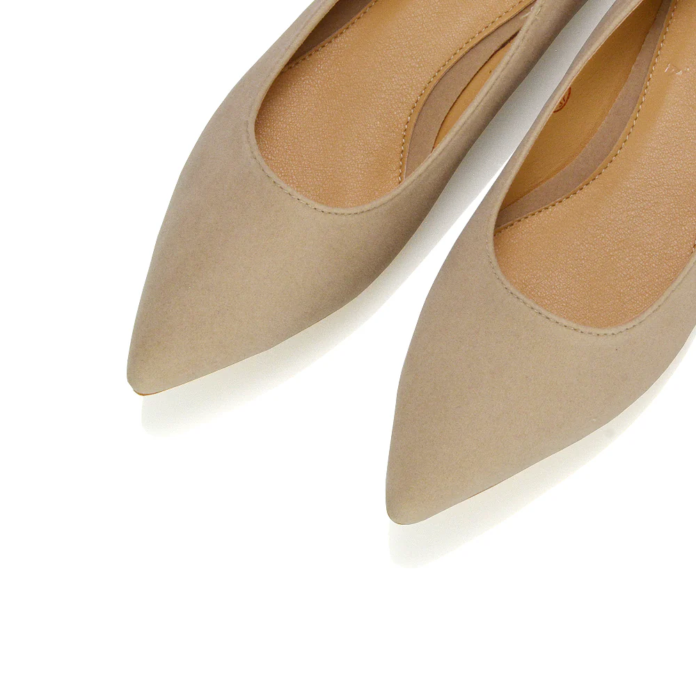 Alessia Flat Pointed Toe Low Heel Slip on Bridal Ballerina Pump Shoes in Nude - Image 137