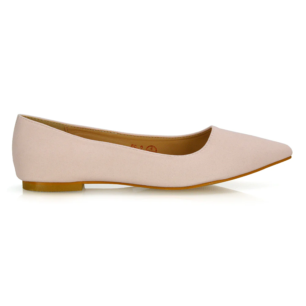 Alessia Flat Pointed Toe Low Heel Slip on Bridal Ballerina Pump Shoes in Pastel Pink - Image 84