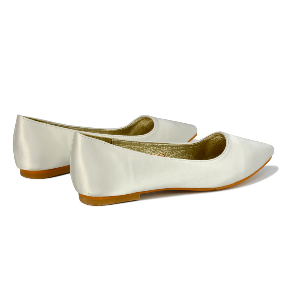 Alessia Flat Pointed Toe Low Heel Slip on Bridal Ballerina Pump Shoes in Red - Image 129
