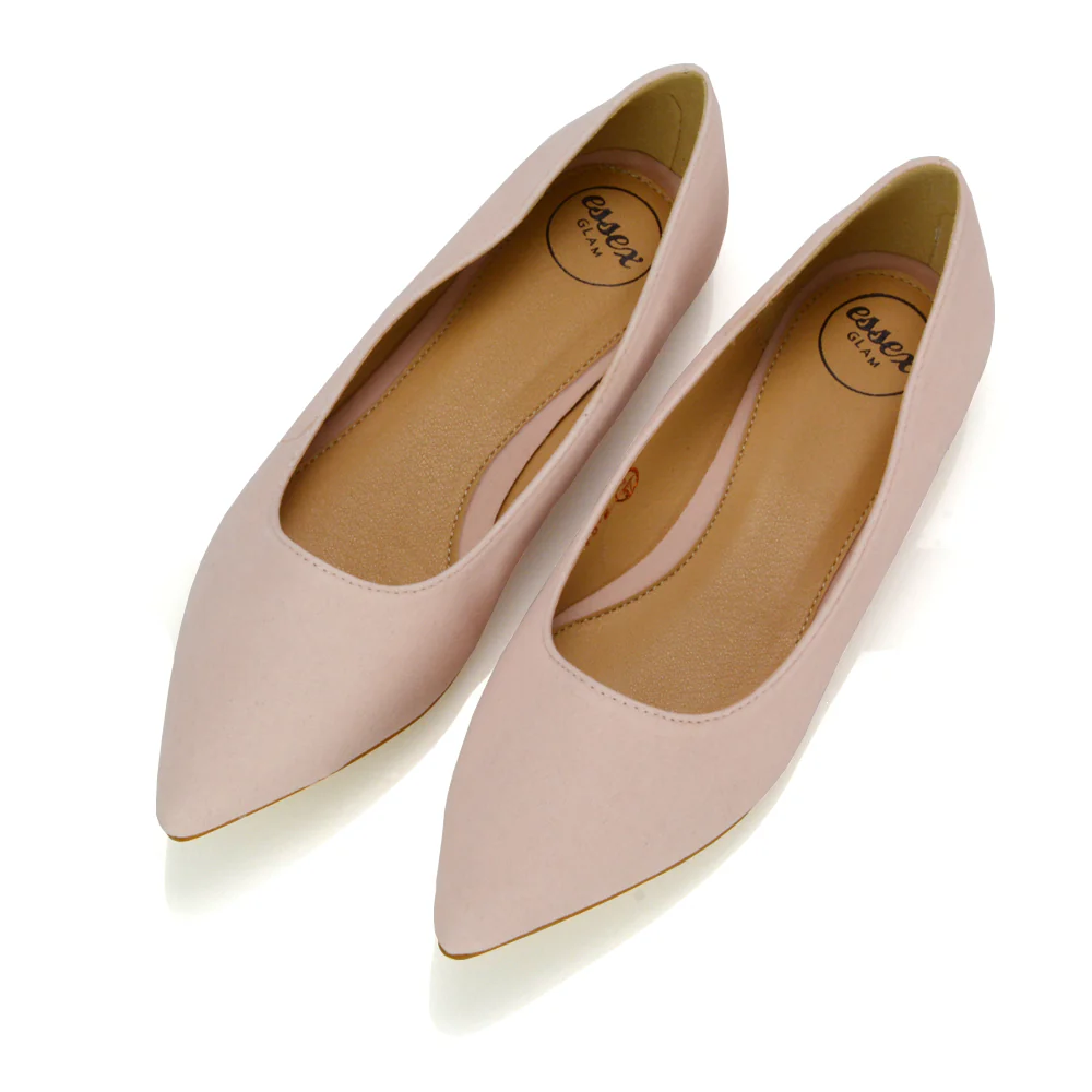 Alessia Flat Pointed Toe Low Heel Slip on Bridal Ballerina Pump Shoes in White - Image 96