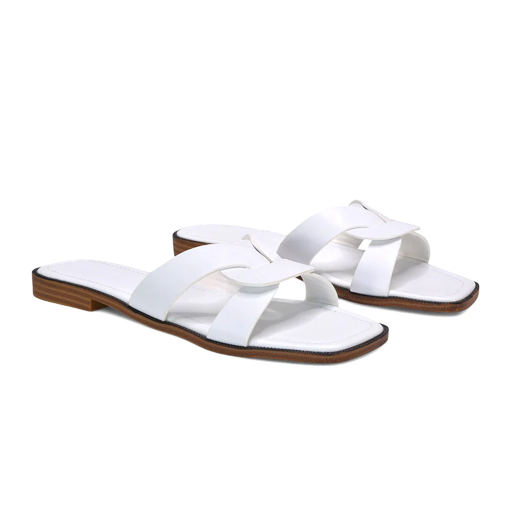 Amalie Women’s Flat Slip-On Slider Sandals for Summer in Tan Synthetic Leather - Image 16