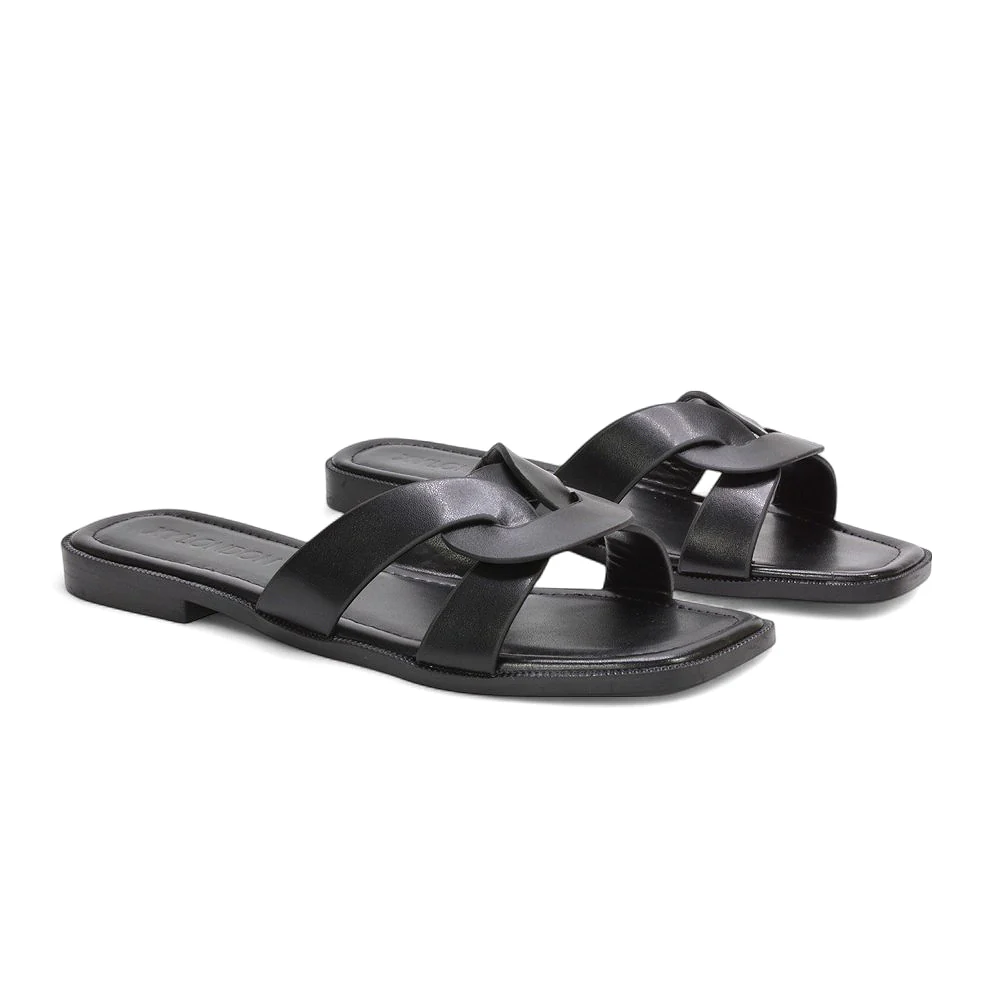 Amalie Women’s Flat Slip-On Slider Sandals for Summer in Tan Synthetic Leather - Image 11