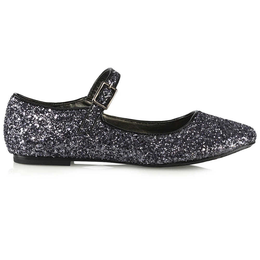 Amanda Buckle Up Strappy Ballerina Pump Flat Bridal Shoes In Pink Glitter - Image 68