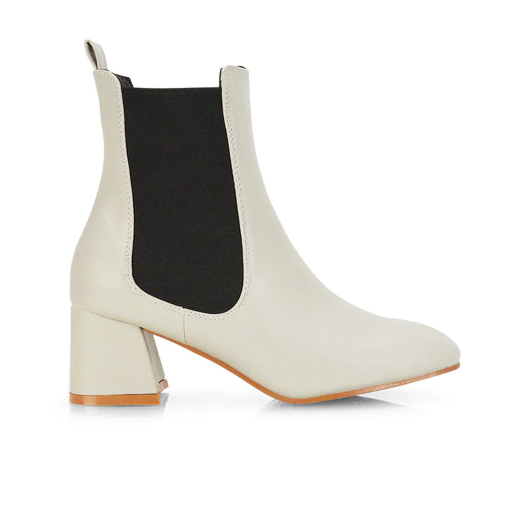 Anabella Square Toe Slip on Elasticated Mid-Block Heel Chelsea Ankle Boots in Black PU - Image 69