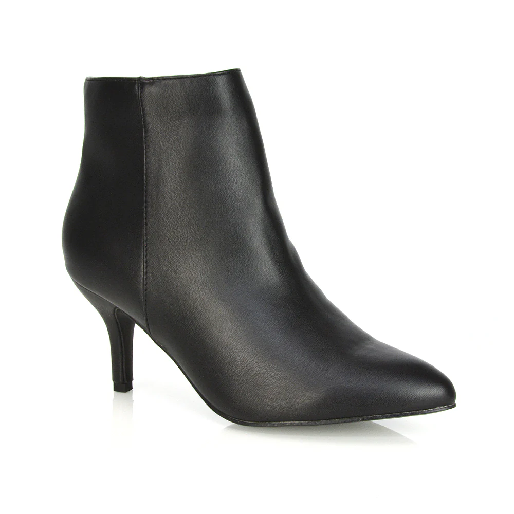 Anastasia Low mid Kitten High Heel Stiletto Zip-up Ankle Boots in Gold - Image 194