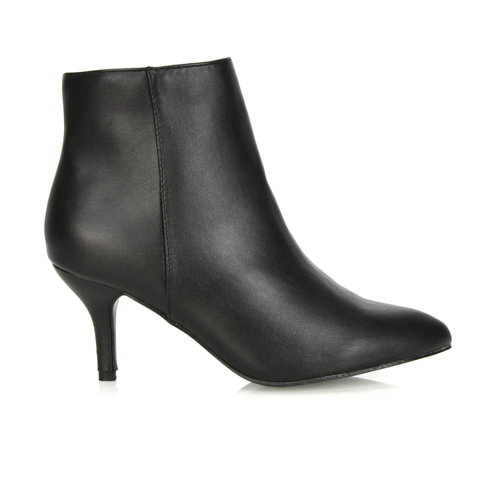 Anastasia Low mid Kitten High Heel Stiletto Zip-up Ankle Boots in Gold - Image 195
