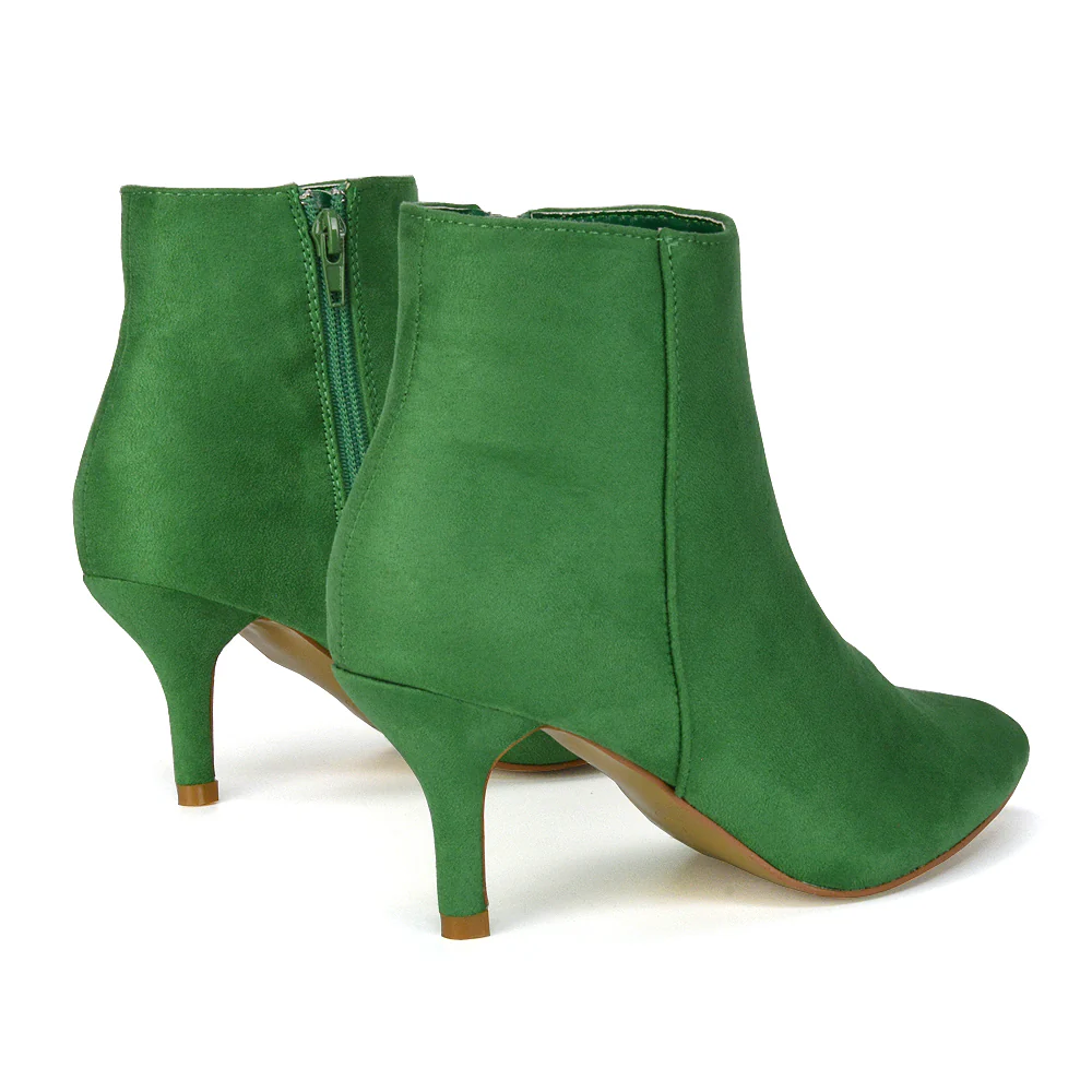 Anastasia Low mid Kitten High Heel Stiletto Zip-up Ankle Boots in Gold - Image 25