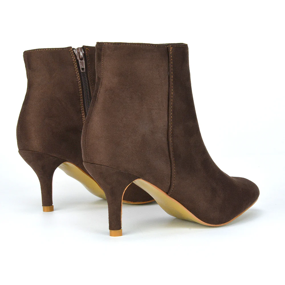Anastasia Low mid Kitten High Heel Stiletto Zip-up Ankle Boots in Gold - Image 51
