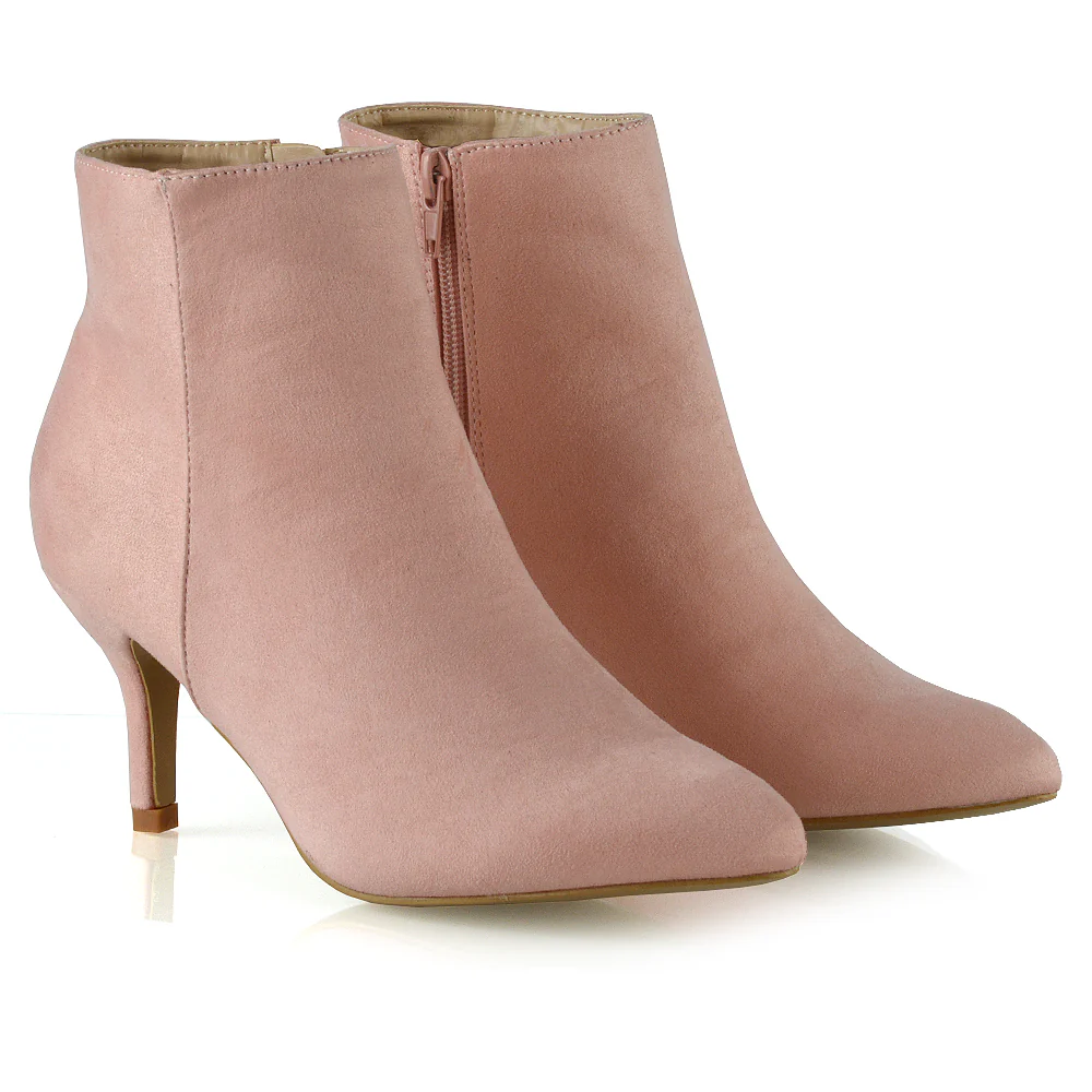 Anastasia Low mid Kitten High Heel Stiletto Zip-up Ankle Boots in Gold - Image 73
