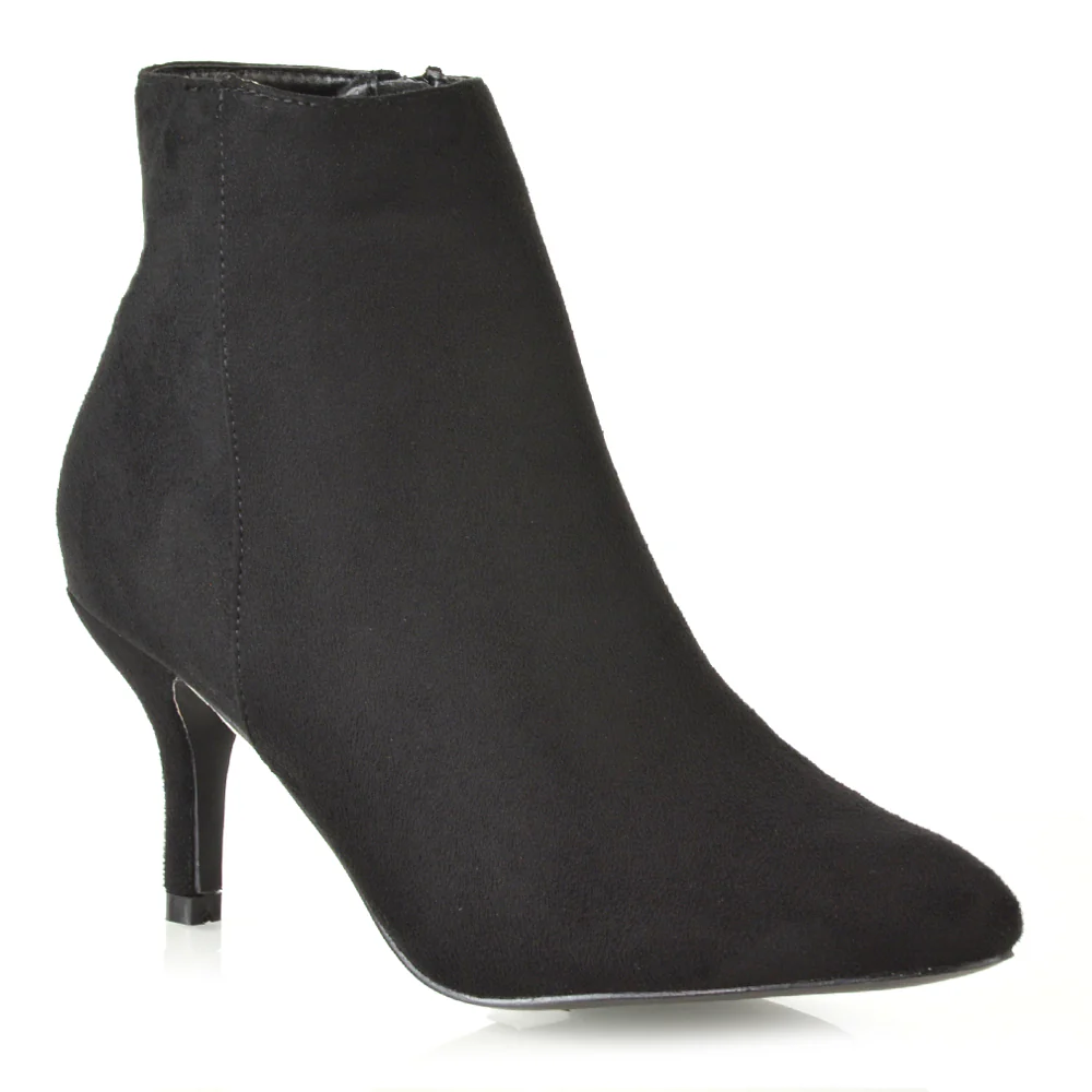 Anastasia Low mid Kitten High Heel Stiletto Zip-up Metallic Ankle Boots in Silver - Image 17