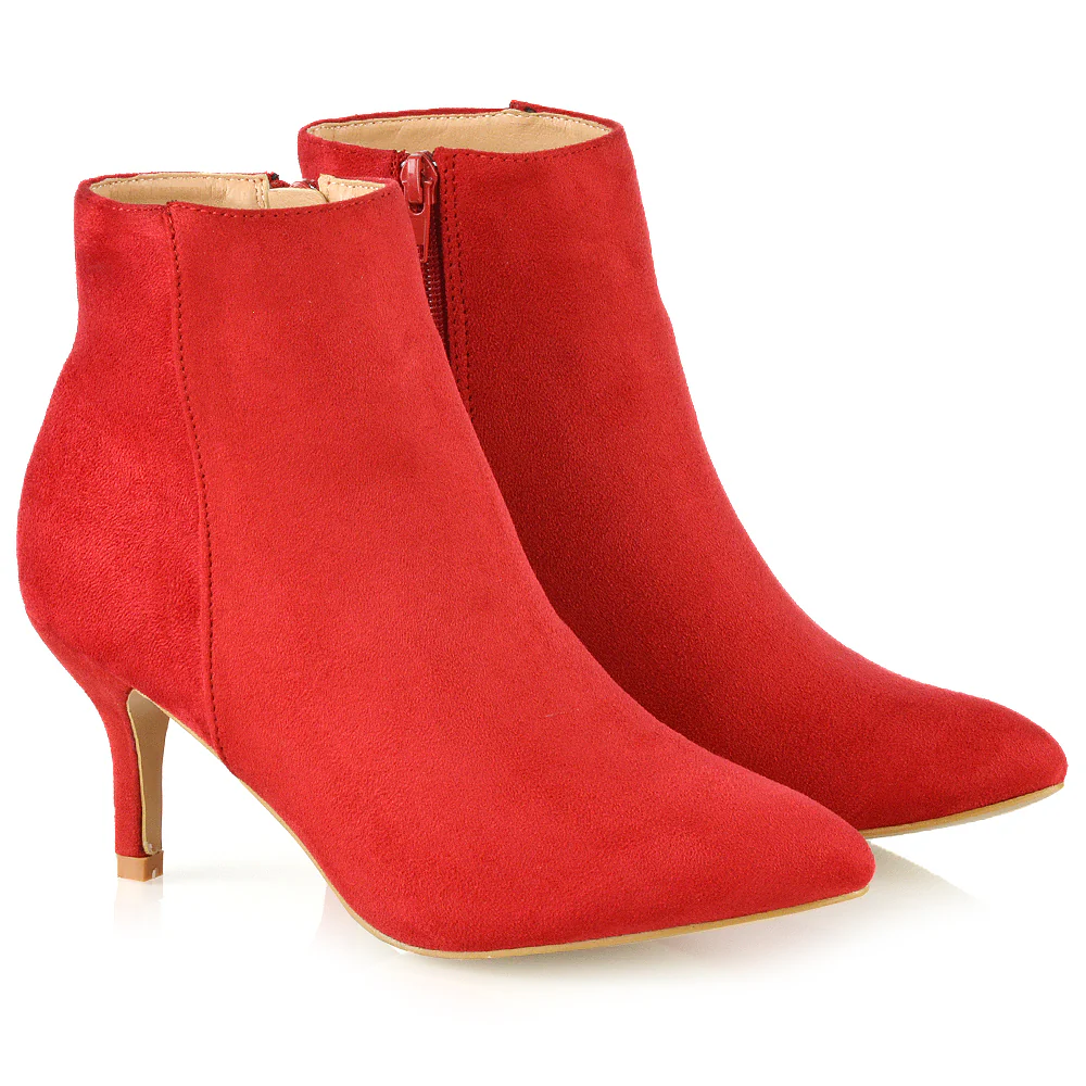 Anastasia Low mid Kitten High Heel Stiletto Zip-up Metallic Ankle Boots in Silver - Image 7