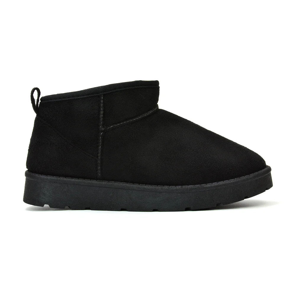 Angelina Flat Ankle Winter Ultra Mini Boots with Faux Fur Insole In Mushroom - Image 94