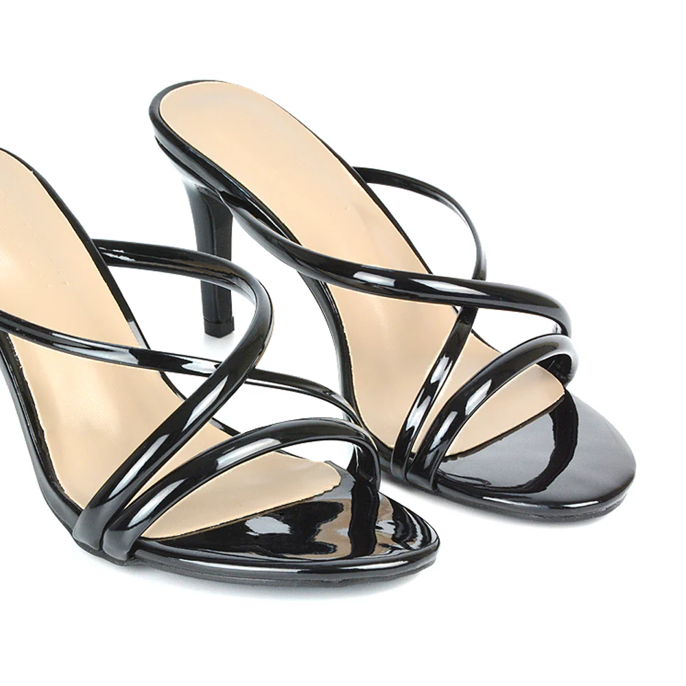 Angie Slip On Mid Heel Stiletto Mule Women's Heeled Sandals For Holiday in Silver Metallic - Image 9