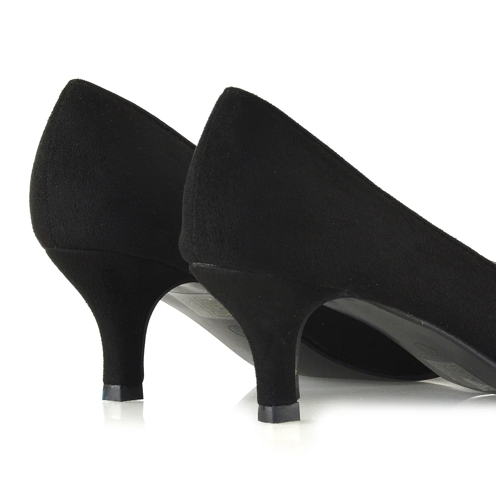 Audrey Kitten Heel Pointed Toe Court Shoes in Gold Metallic - Image 18