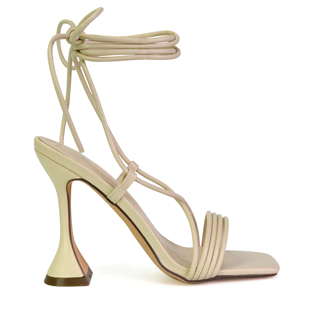 Axel Strappy Lace Up Square Toe Block Sculptured Heels in Green - Image 11