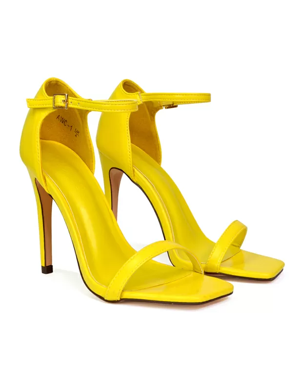 Bambi Square Toe Party Stiletto High Heel Strappy Sandals in Black - Image 5