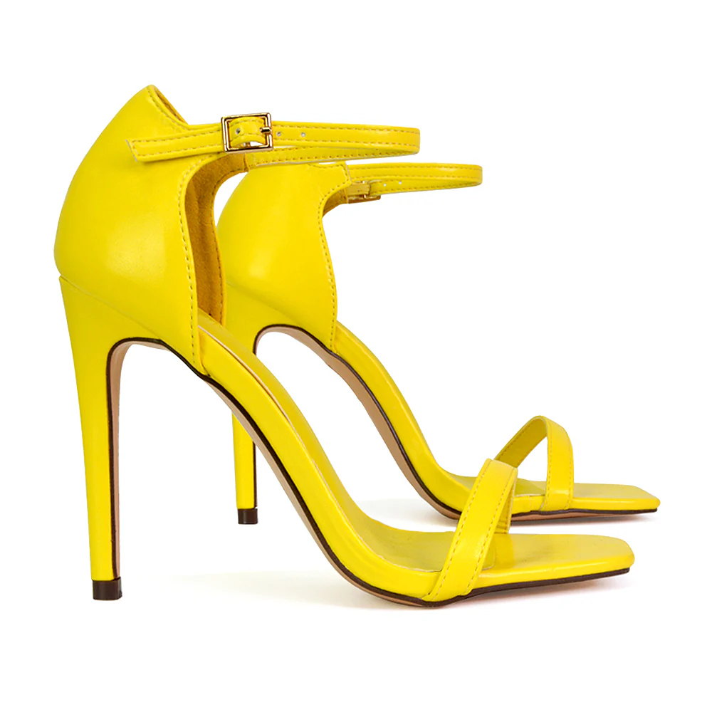 Bambi Square Toe Party Stiletto High Heel Strappy Sandals in Black - Image 74