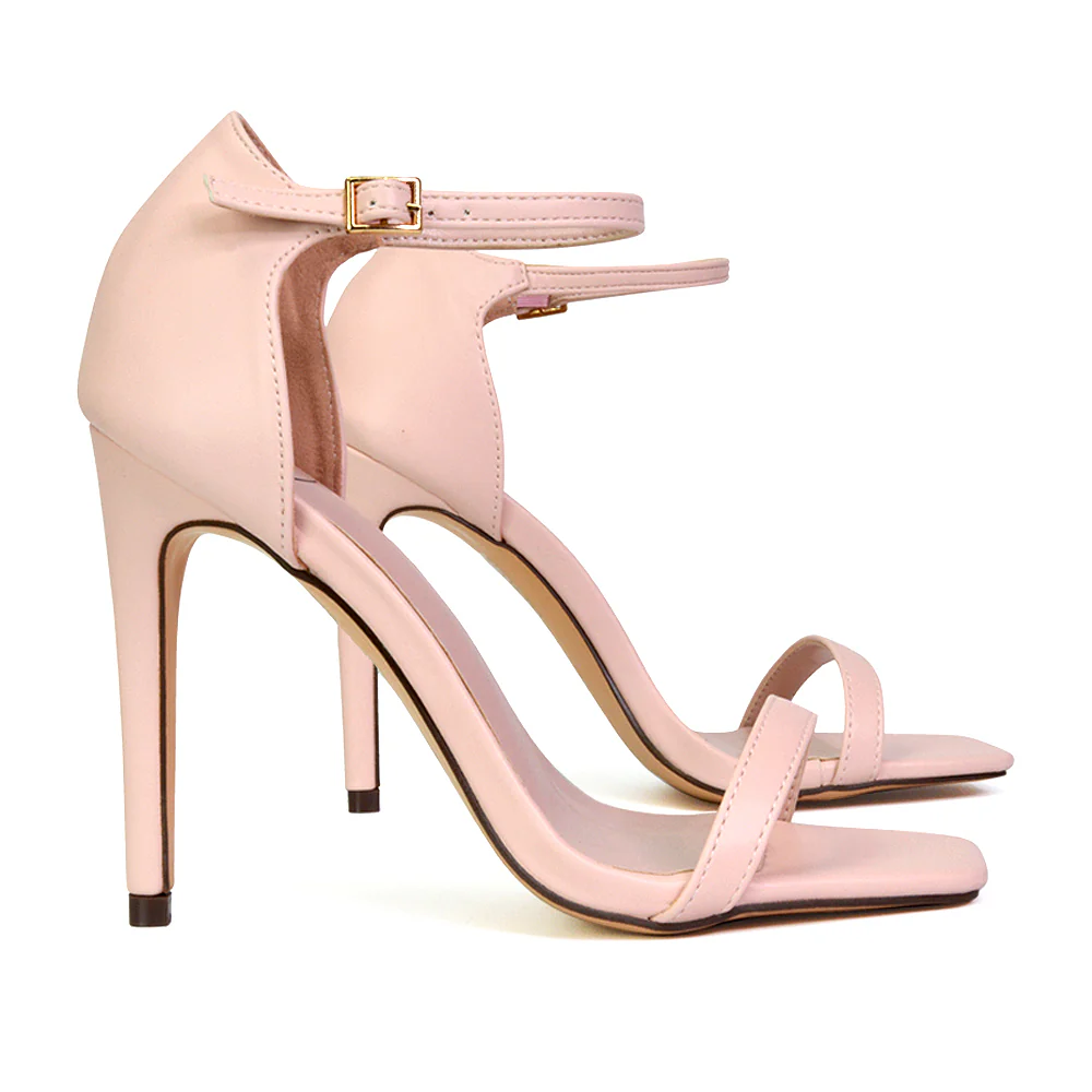 Bambi Square Toe Party Stiletto High Heel Strappy Sandals in White - Image 51