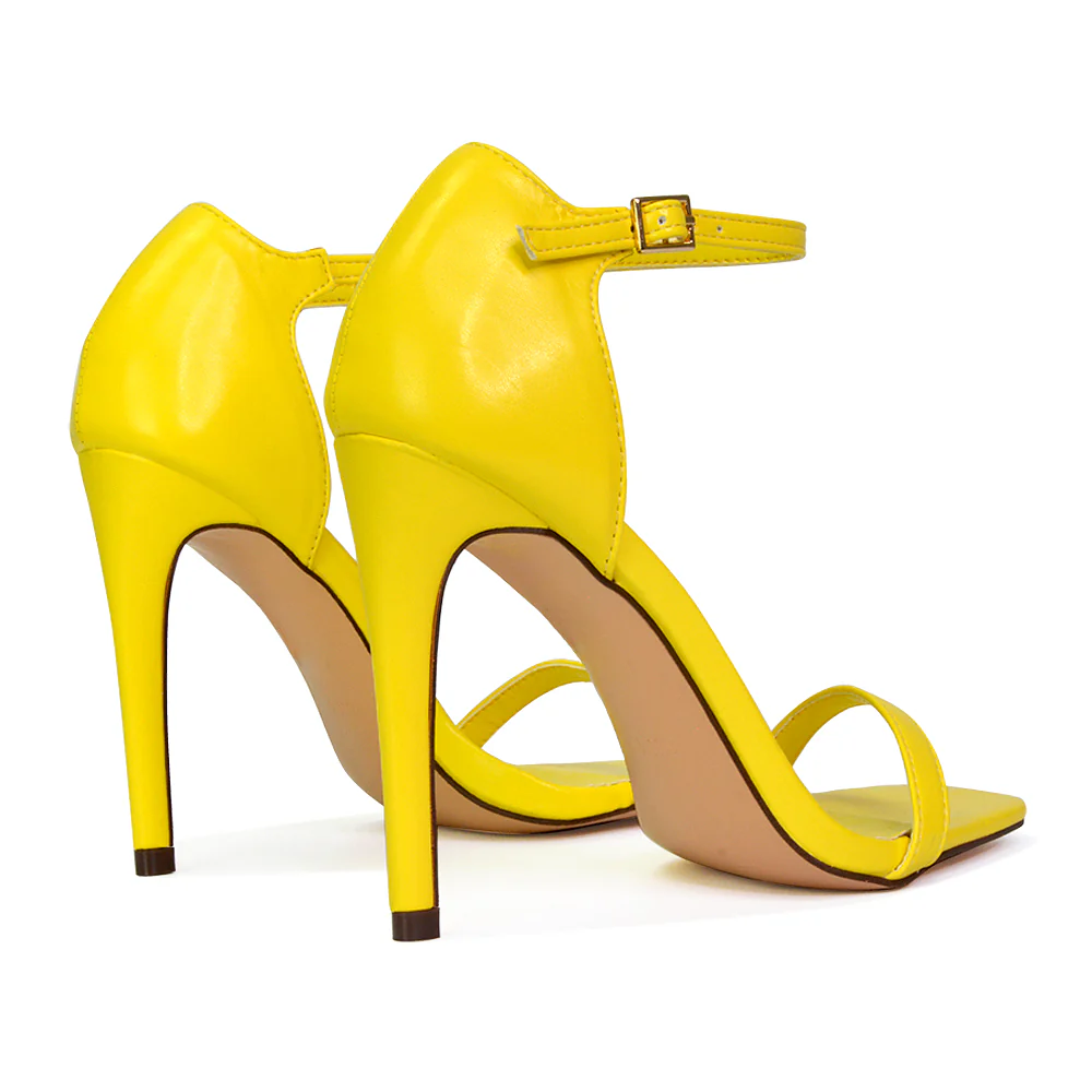 Bambi Square Toe Party Stiletto High Heel Strappy Sandals in White - Image 77