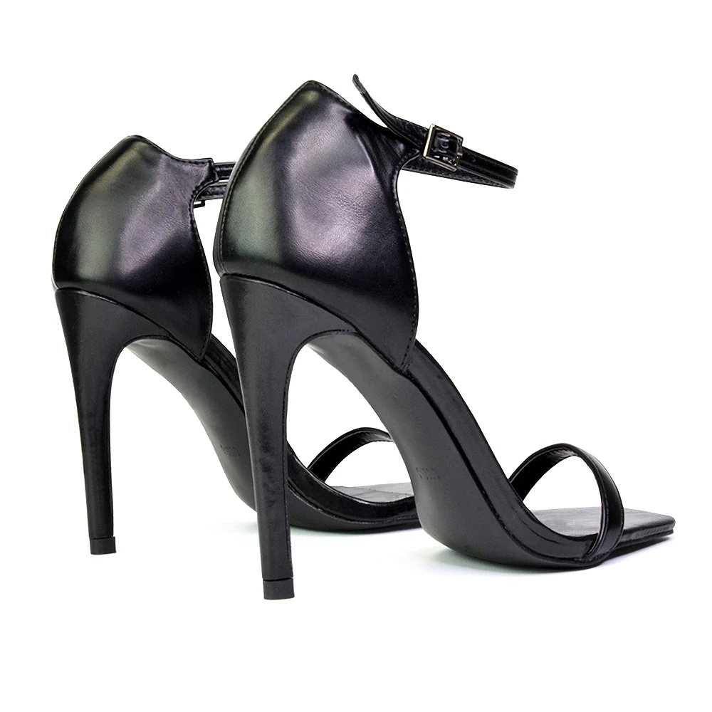Bambi Square Toe Party Stiletto High Heel Strappy Sandals in Yellow - Image 103