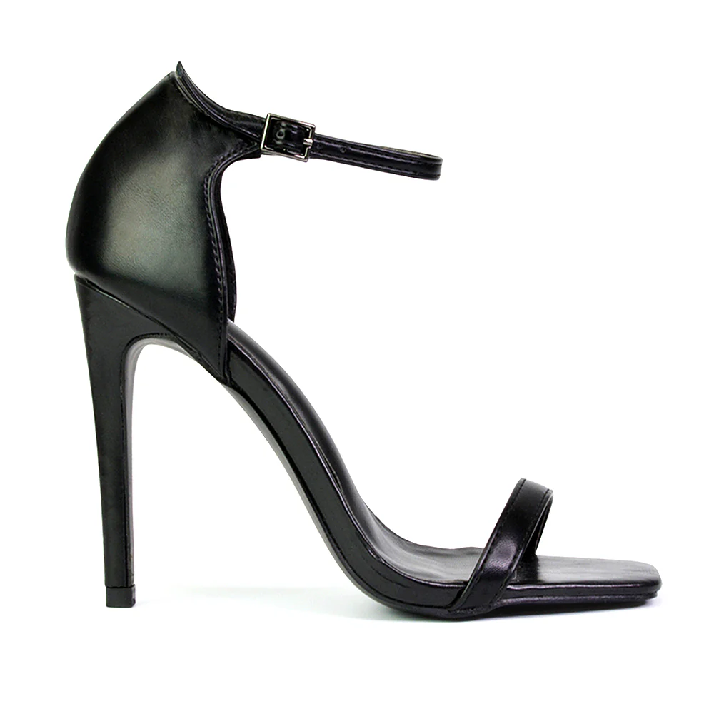 Bambi Square Toe Party Stiletto High Heel Strappy Sandals in Yellow - Image 114