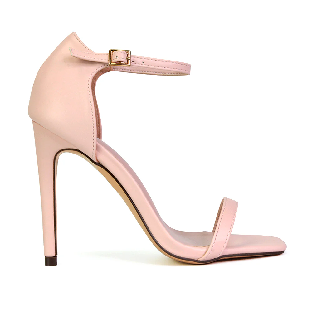 Bambi Square Toe Party Stiletto High Heel Strappy Sandals in Yellow - Image 52