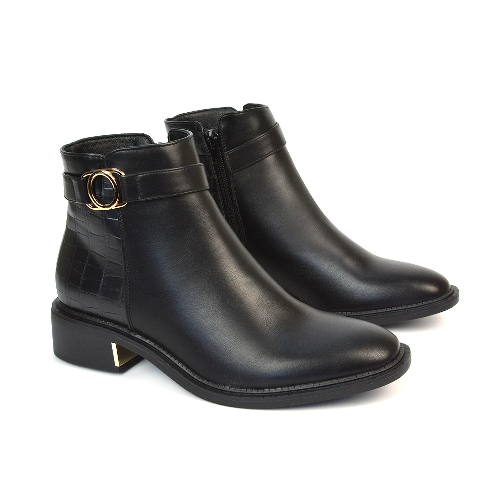 Becca Casual Flat Zip Up Chelsea Ankle Boots in Black Synthetic Leather - Image 3