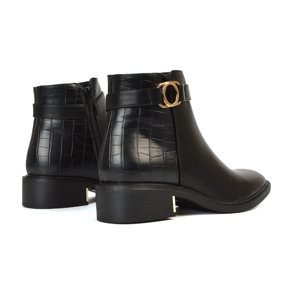 Becca Casual Flat Zip Up Chelsea Ankle Boots in Black Synthetic Leather - Image 6