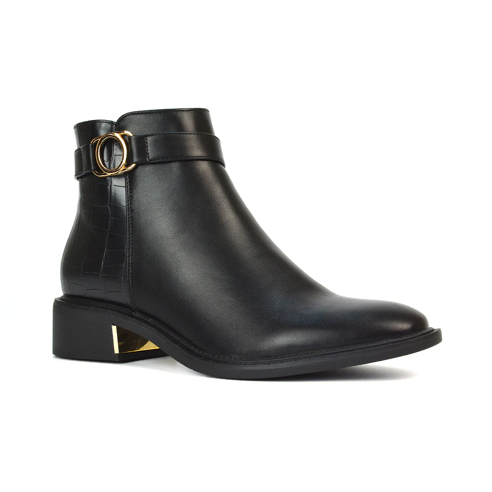 Becca Casual Flat Zip Up Chelsea Ankle Boots in Black Synthetic Leather - Image 7