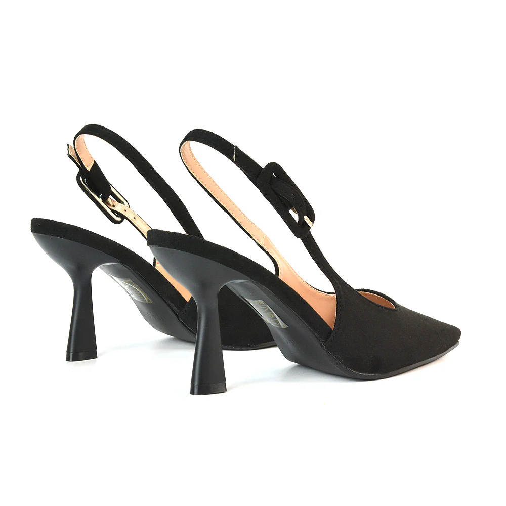 Betty Slingback Stiletto High Heel Pointed Toe Shoes in Leopard Faux Suede - Image 9