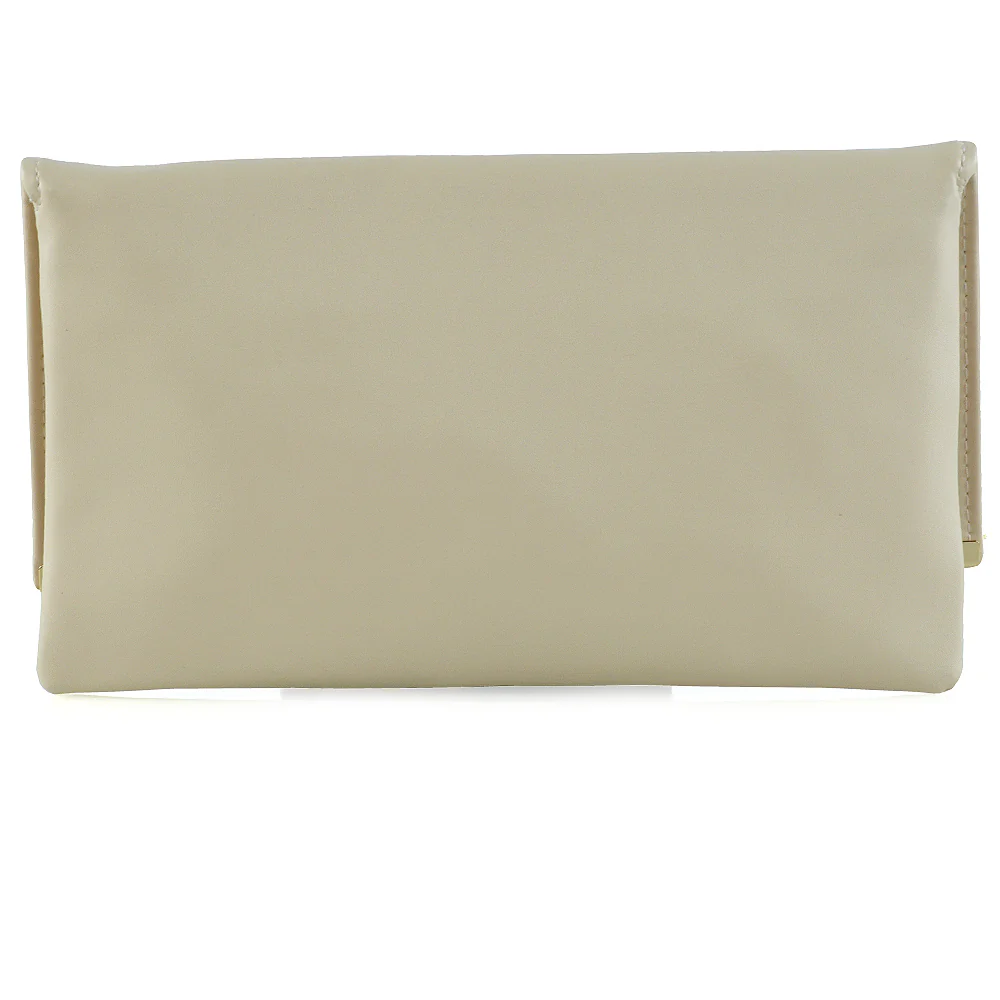 BILLIE CHAIN STRAP MAGNETIC SNAP CLOSURE CLUTCH BAG IN BEIGE SYNTHETIC LEATHER - Image 3