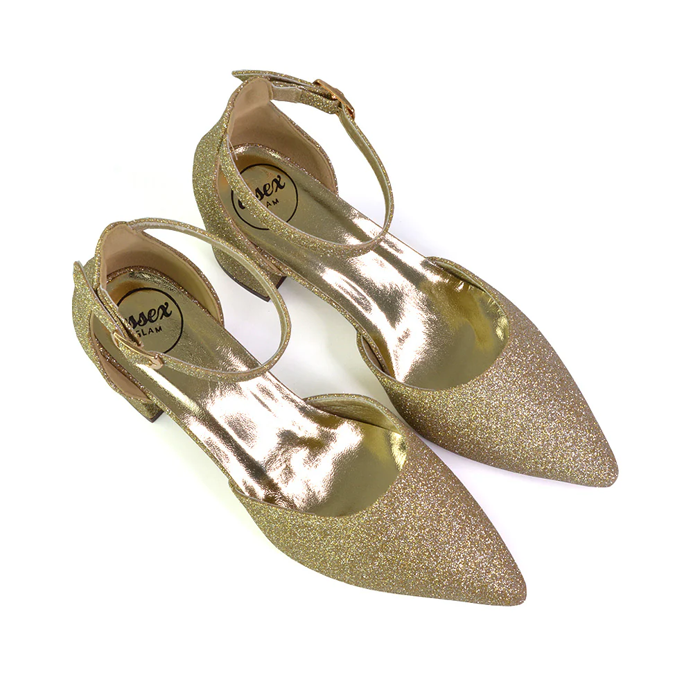 Bronte Pointed Toe Strappy Mid Block Heel Sandal Court Shoes in Silver - Image 109