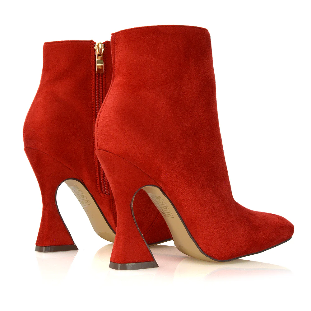 BROOKE SQUARE TOE INSIDE ZIP-UP SCULPTURED HIGH HEEL ANKLE BOOTS IN WHITE SYNTHETIC LEATHER - Image 15