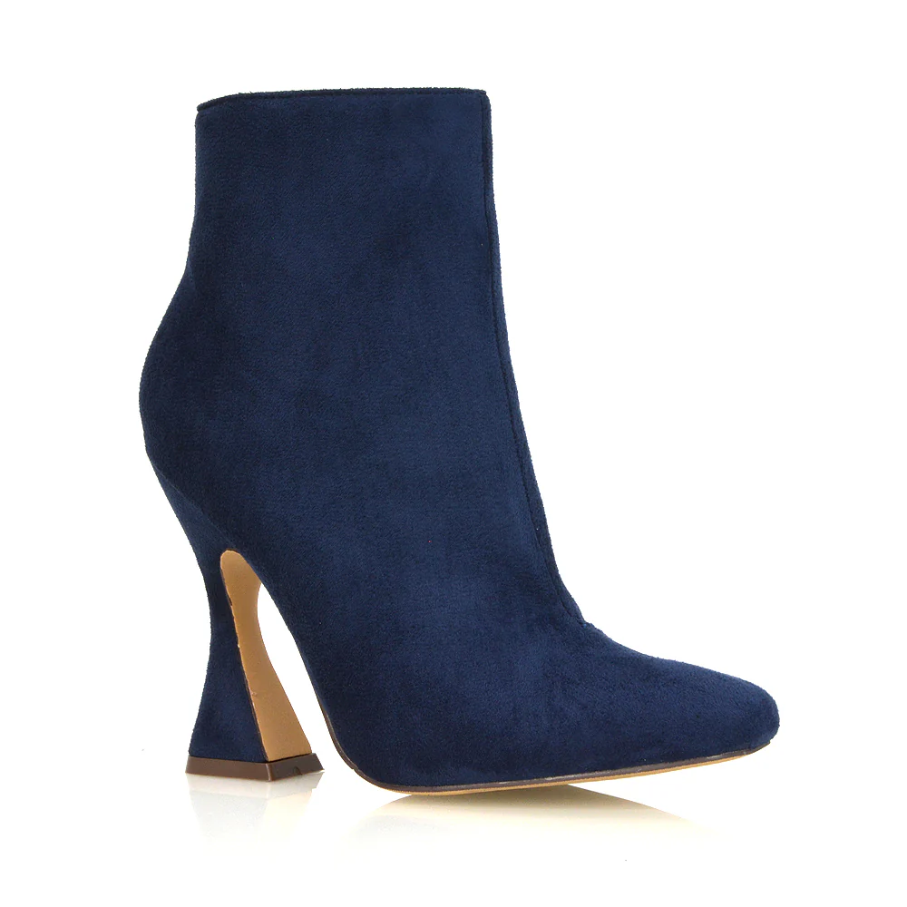 BROOKE SQUARE TOE INSIDE ZIP-UP SCULPTURED HIGH HEEL ANKLE BOOTS IN WHITE SYNTHETIC LEATHER - Image 47