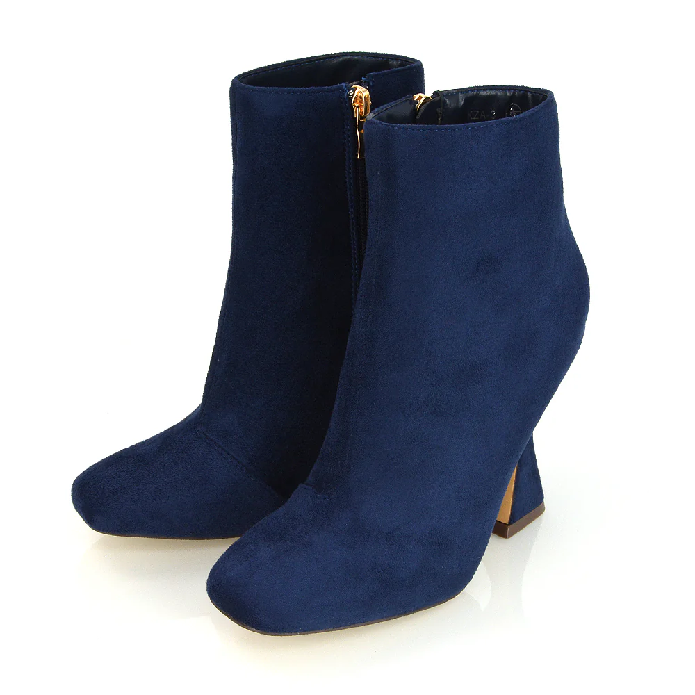 BROOKE SQUARE TOE INSIDE ZIP-UP SCULPTURED HIGH HEEL ANKLE BOOTS IN WHITE SYNTHETIC LEATHER - Image 51