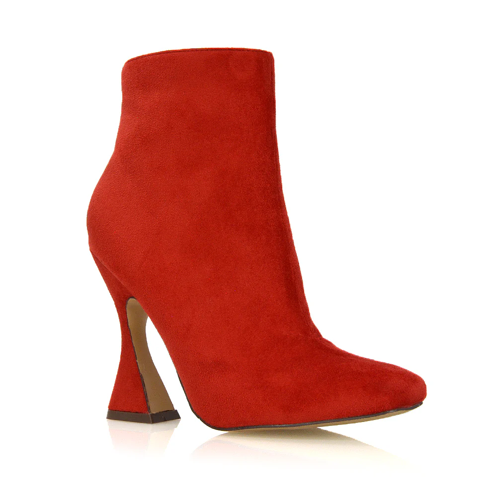 BROOKE SQUARE TOE INSIDE ZIP-UP SCULPTURED HIGH HEEL ANKLE BOOTS IN WHITE SYNTHETIC LEATHER - Image 7