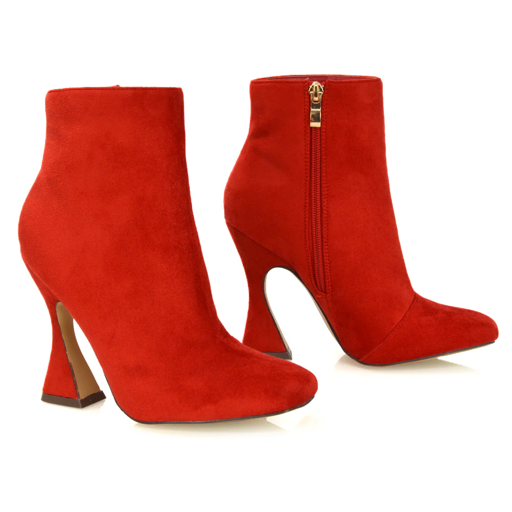 BROOKE SQUARE TOE INSIDE ZIP-UP SCULPTURED HIGH HEEL ANKLE BOOTS IN WHITE SYNTHETIC LEATHER - Image 9