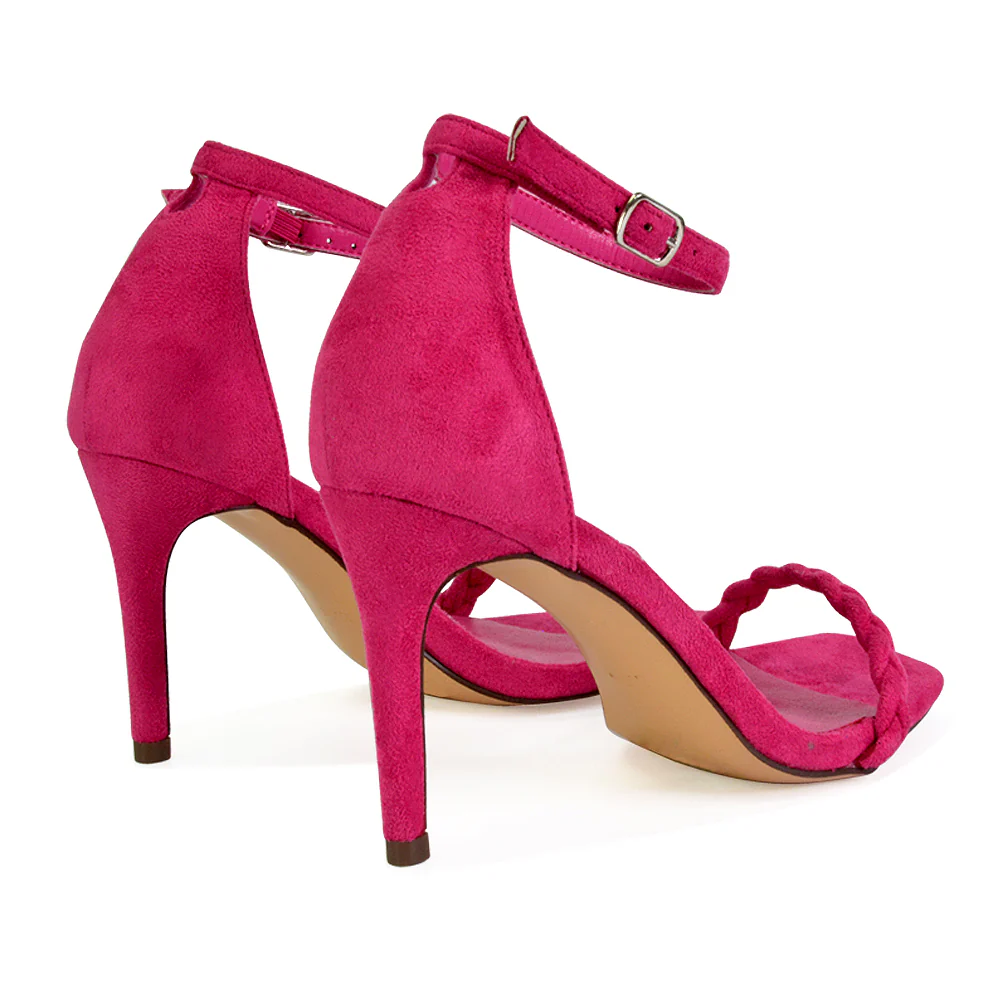 Brookes Woven Strappy Square Toe Stiletto High Heel Sandals in Black - Image 122