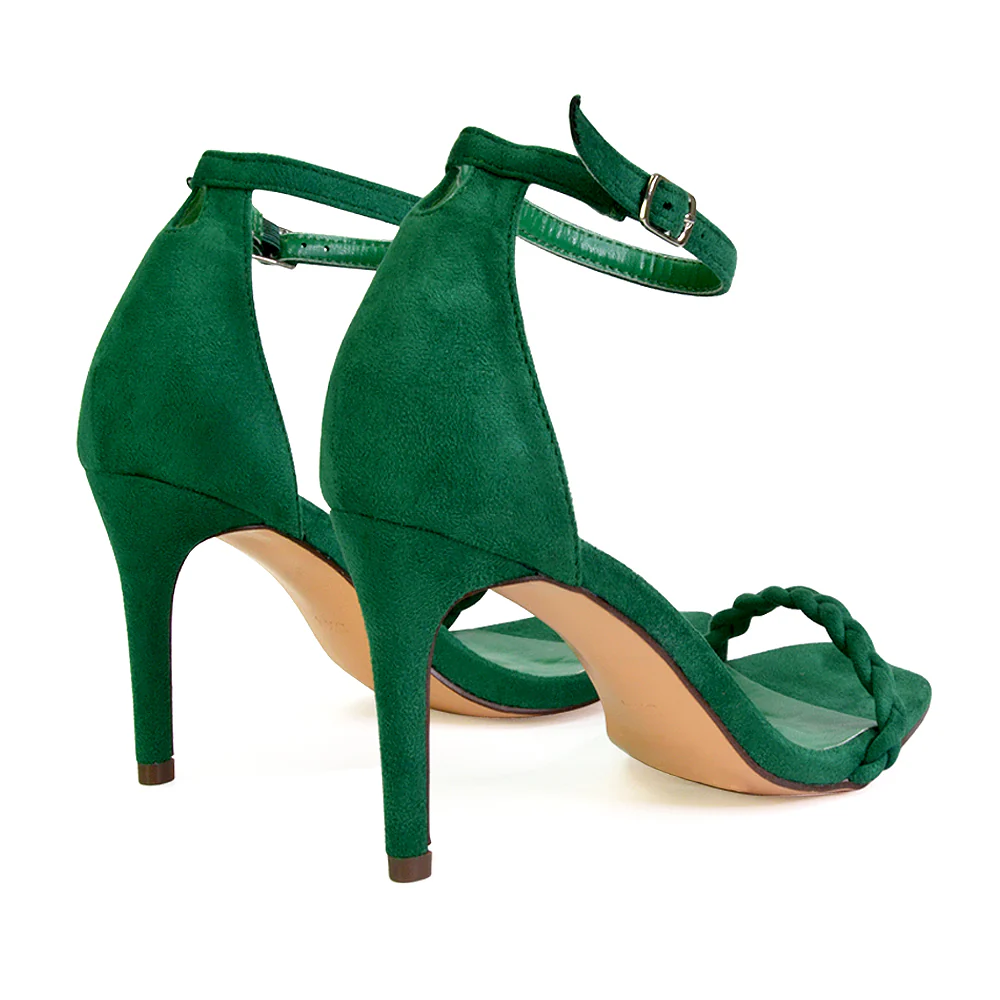 Brookes Woven Strappy Square Toe Stiletto High Heel Sandals in Blue - Image 37