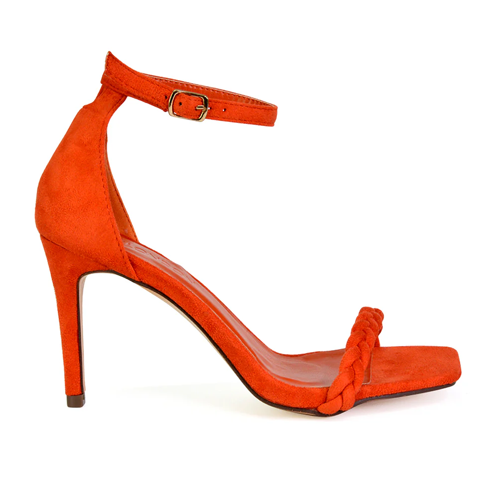 Brookes Woven Strappy Square Toe Stiletto High Heel Sandals in Blue - Image 73